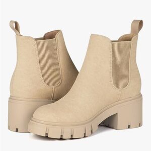 Women's Chelsea Ankle Boots Slip On Lug Sole Chunky Heel Booties